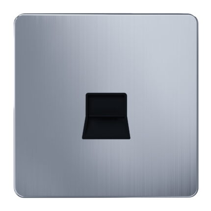 AC438 - 1 Gang Telephone Socket - Metal Series: Chrome