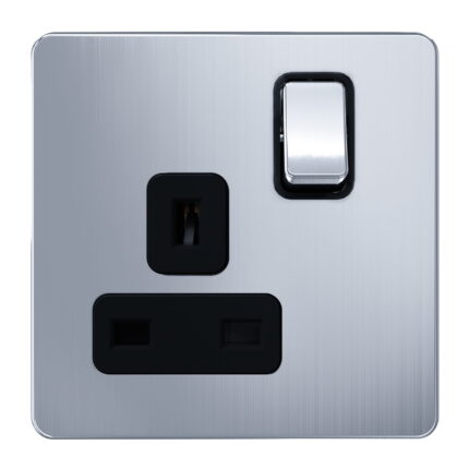 AC405 - 13A 1 Gang Switch Socket - Metal Series: Chrome