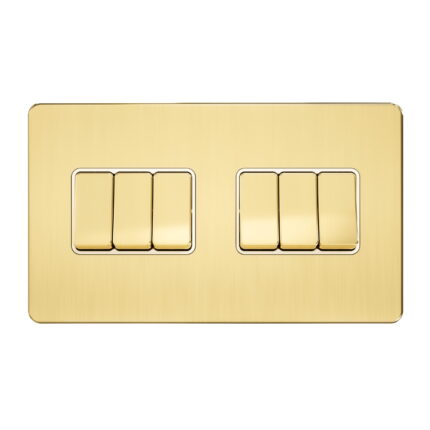A310 - 6 Gang 2 Way Switch (3X6) -Metal Series: Gold