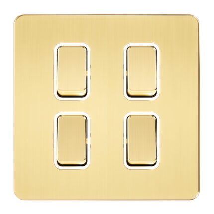 A309 - 4 Gang 2 Way Switch (3X3) -Metal Series: Gold