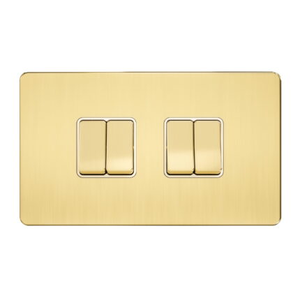 A308 - 4 Gang 2 Way Switch -Metal Series: Gold