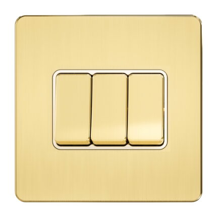 A306 - 3 Gang 2 Way Switch -Metal Series: Gold