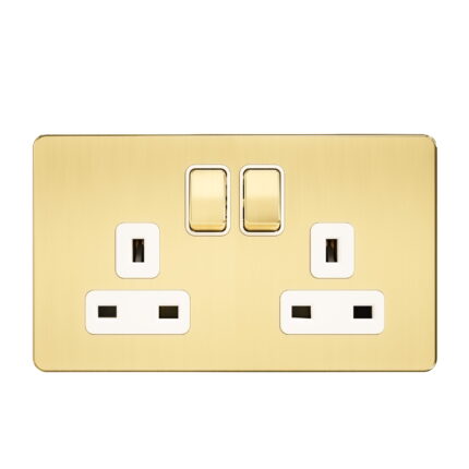A406 - 13A 2 Gang Switch Socket -Metal Series: Gold