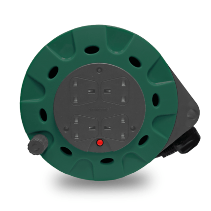 AER10 | Admore 10 meters Green & Black 4 Gang Retractable Socket Extension