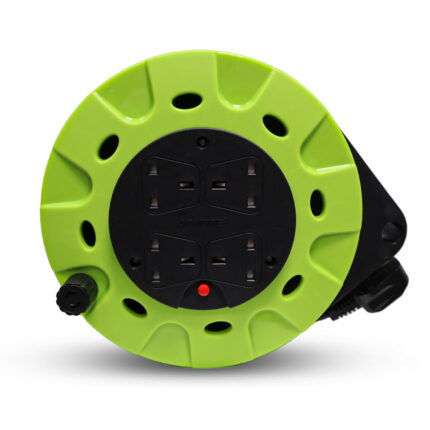 AER5 | Admore 5 meters Green & Black 4 Gang  Retractable Socket Extension