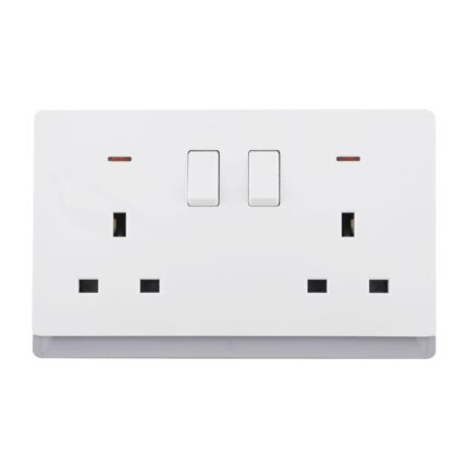 P-R406 - 13A 2 Gang Switch Socket - PC Royal Series: White