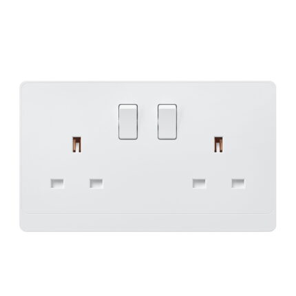 P-W406 - 13A 2 Gang Switch Socket -PC Classic Range: White