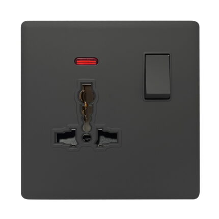SB322 - 1 Gang Universal Switch Socket - Elegant Soft Touch: Grey