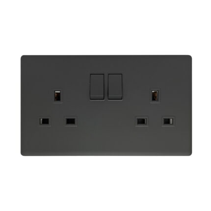 SB406 - 13A 2Gang Switch Socket - Elegant Soft Touch: Grey