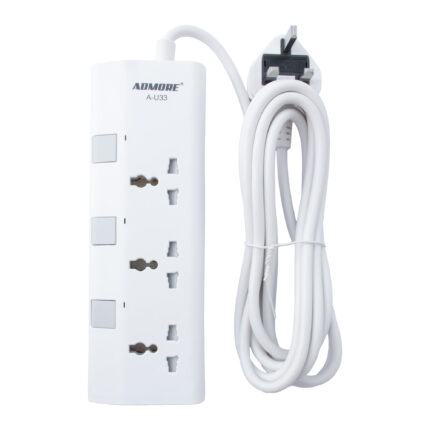 A-U33 | Admore  3 Gang 3 Meters Universal Socket Extension