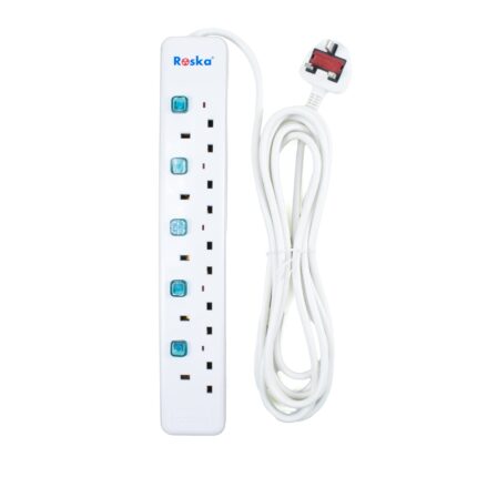 RES-5 | Roska 5 Gang 13A Switched Socket Extensions (5 Meters)