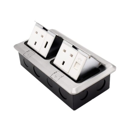 APU13-2CHD - Admore Double 13A Socket with Data and HDMI Port Chrome Popup Socket