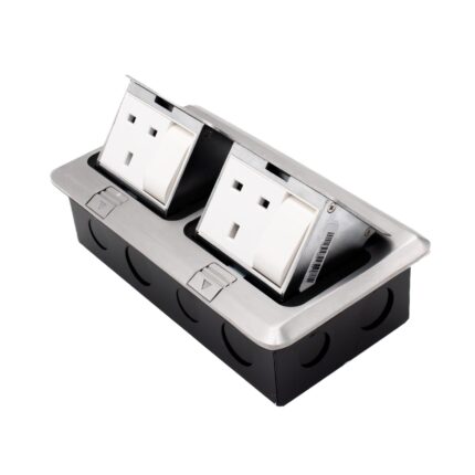APU132S - Admore 2 Gang 13A Socket with Switch Chrome Popup Socket