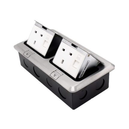 APU13-2-D2 - Admore 2 Gang 13A Socket with 2 Data Ports Chrome Popup Socket