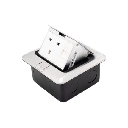 APU13D - Admore 1 Gang 13A Socket with Data Port Chrome Chrome Popup Socket