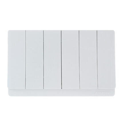 P-W009 - 6 Gang 1 Way Switch( 3X6 ) -PC Classic Range: White