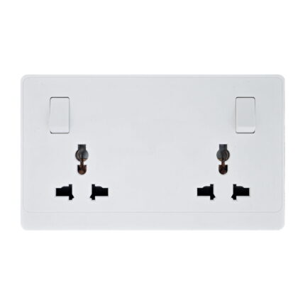 P-W423 - 2 Gang Universal Socket -PC Classic Range: White