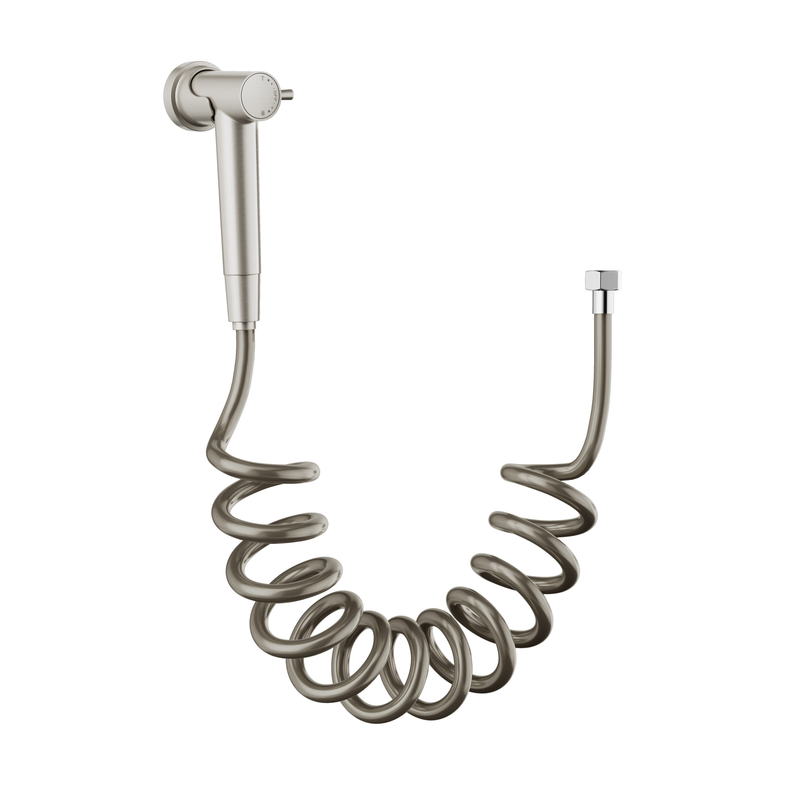 SQ-03 Eurospring SQ-03 Shattaf Spray Gun Set with Magnetic Docking and 1.5 m Spiral Hose, Brushed Nickel Finish - Image 1